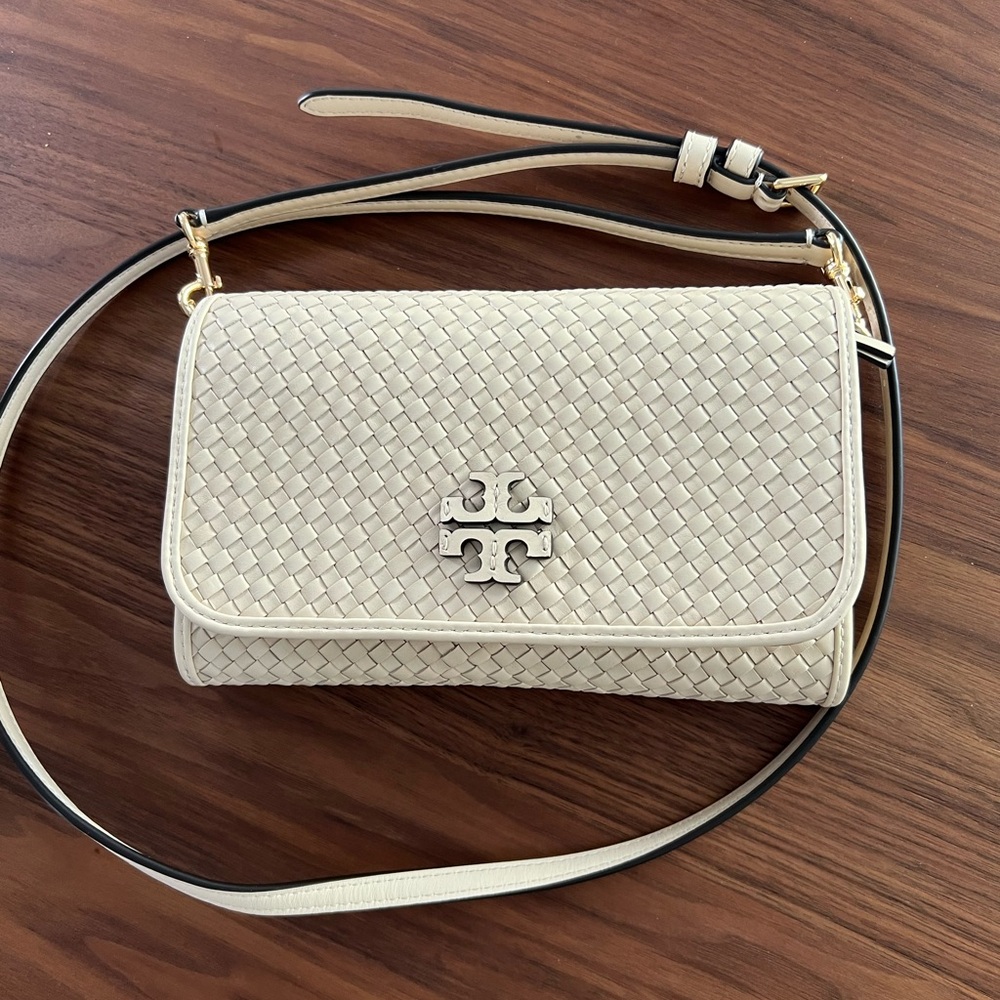 Tory Burch Cream Woven Crossbody Bag